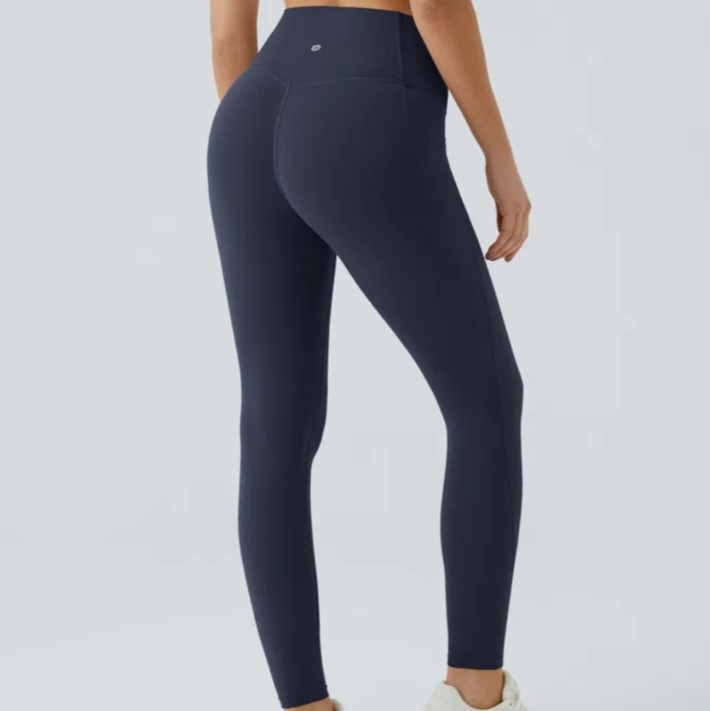 Halara Navy High Waist Yoked Sculpt Contour Full Length Leggings Women's Medium